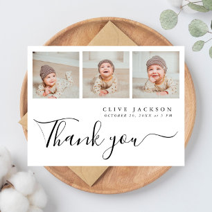 Simple 3 Photo Elegant Baby Shower Thank You Postcard