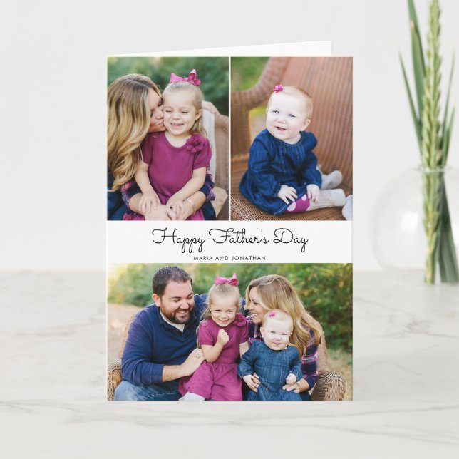 Simple 3 Photo Father's Day Holiday Card (Front)