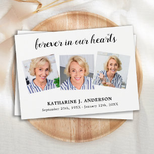 Simple 3 Photo Sympathy Memorial Prayer Card