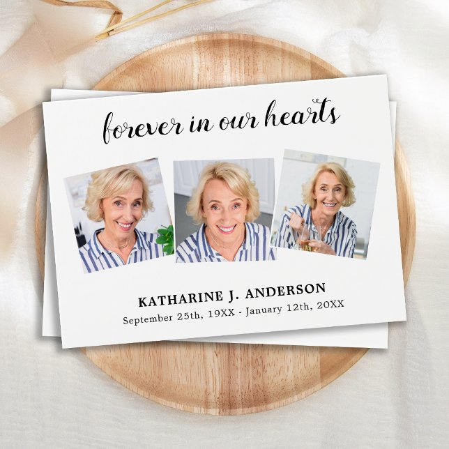 Simple 3 Photo Sympathy Memorial Prayer Card (Creator Uploaded)