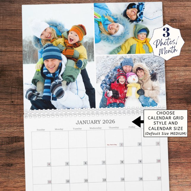 Simple 3 Photos Per Month Calendar (Creator Uploaded)