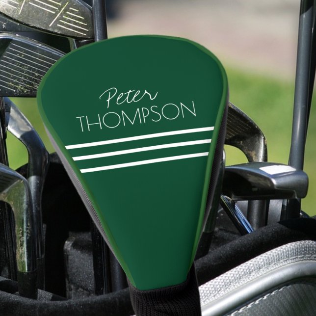 Simple 3 Stripes Name Emerald Green Golf Head Cover (Creator Uploaded)