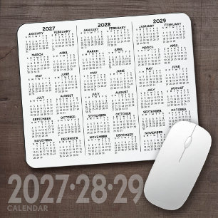 Simple 3 Year 2027 2028 2029 Calendar Minimal Mouse Pad