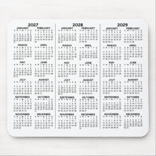Simple 3 Year 2027 2028 2029 Calendar Minimal Mouse Pad