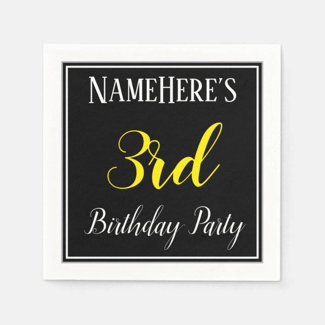 Simple, 3rd Birthday Party w/ Custom Name Napkin (Front)
