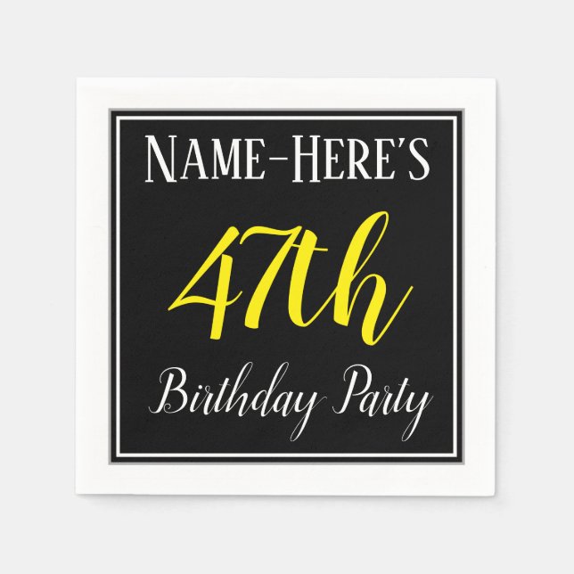 Simple, 47th Birthday Party w/ Custom Name Napkin (Front)