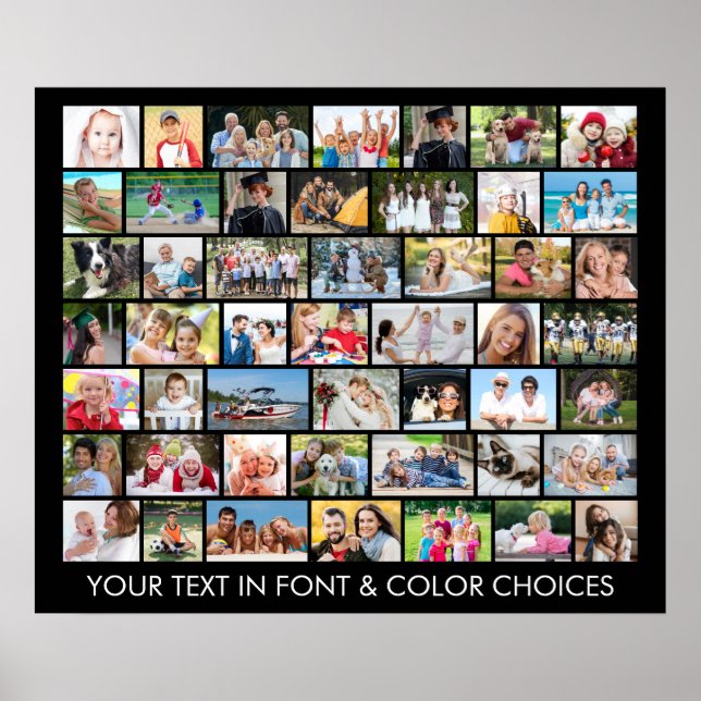 Simple 49 Photo Collage Multiple Shapes Poster (Front)