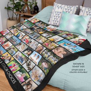 Simple 49 Photo Collage Multiple Shapes Your Colou Fleece Blanket