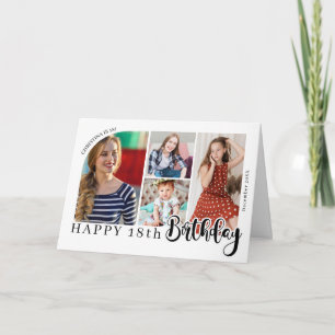Simple 4 Photo 18th Birthday Collage Any Age Name Thank You Card
