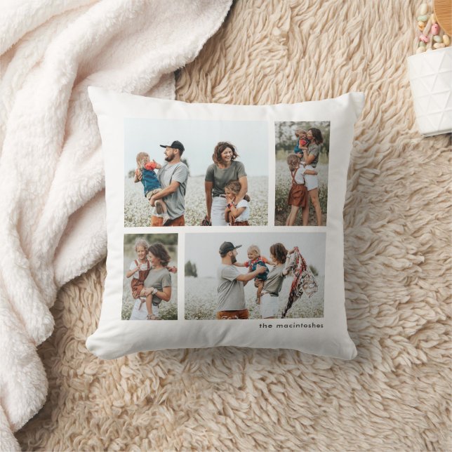 Simple 4 Photo Collage  Cushion (Blanket)