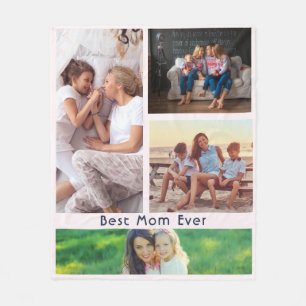 Simple 4 Photo Collage Custom Best Mum Ever Fleece Blanket