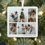 Simple 4 Photo Collage Script Merry Christmas Metal Tree Decoration<br><div class="desc">Simple 4 Photo Collage Script Merry Christmas Tree Ornament. Click the edit button to customise with your photos and text.</div>