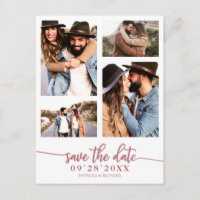 Simple 4 Photo Collage Wedding Save The Date
