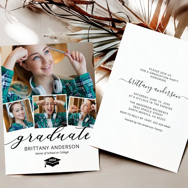 Simple 4 Photo Graduation Party Invitation (Creator Uploaded)