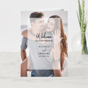 Simple 4 Photo Overlay Wedding Order of Service Program