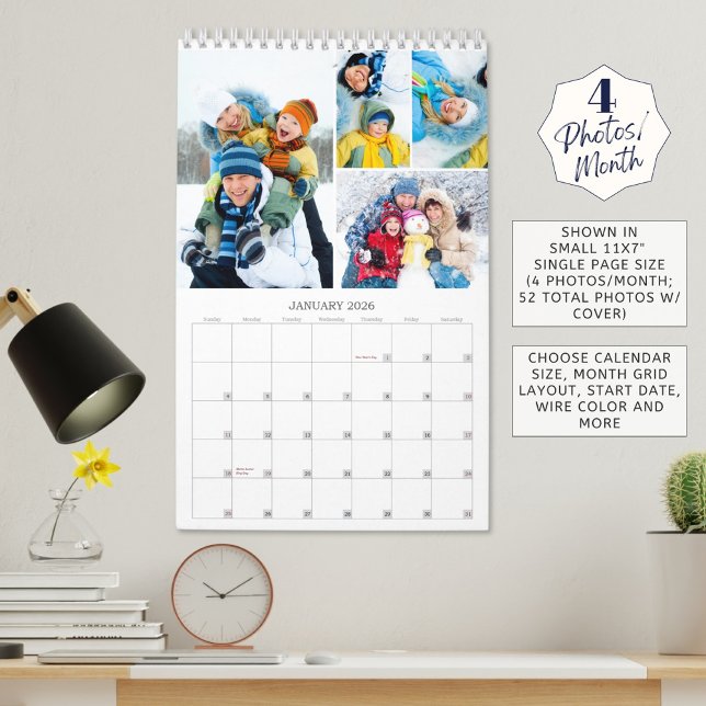 Simple 4 Photos Per Month Calendar (Creator Uploaded)