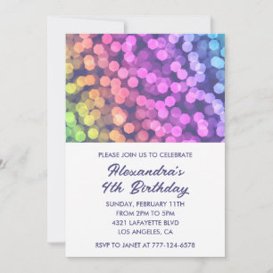 Simple 4th birthday invitations Confetti Rainbow