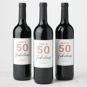 Simple 50 & Fabulous Personalised Wine Label