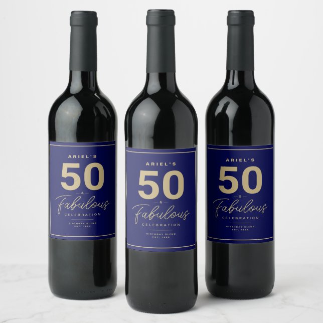 Simple 50 & Fabulous Personalised Wine Label (Bottles)