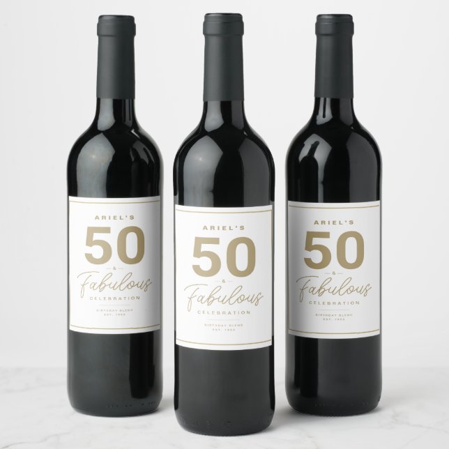 Simple 50 & Fabulous Personalised Wine Label (Bottles)