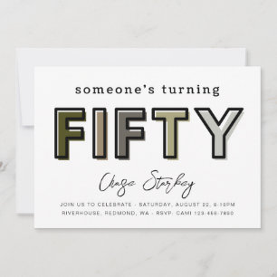 Simple 50th Birthday Invitation   50th Birthday