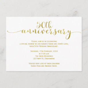 Simple 50th Wedding Anniversary Invitation