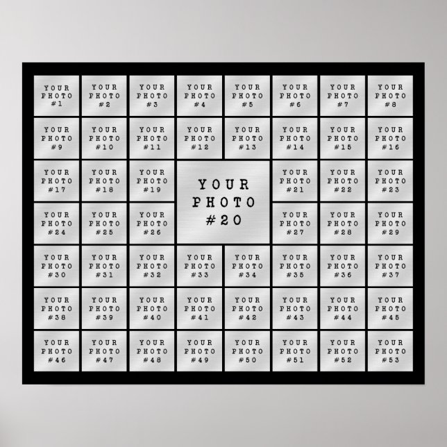 Simple 53 Photo Collage Custom Colour Poster (Front)