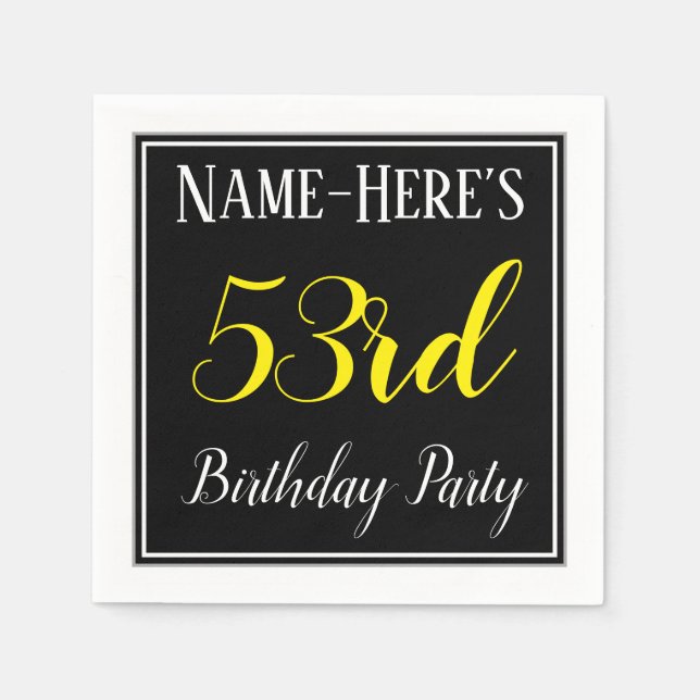 Simple, 53rd Birthday Party w/ Custom Name Napkin (Front)