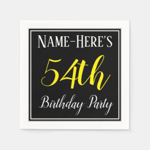 Simple, 54th Birthday Party w/ Custom Name Napkin