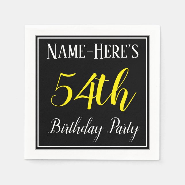 Simple, 54th Birthday Party w/ Custom Name Napkin (Front)