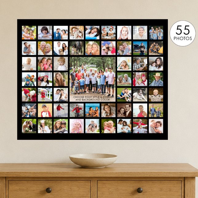 Simple 55 Photo Collage Custom Colour Poster (Creator Uploaded)