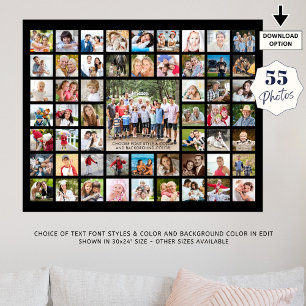 Simple 55 Photo Collage Custom Colour Poster