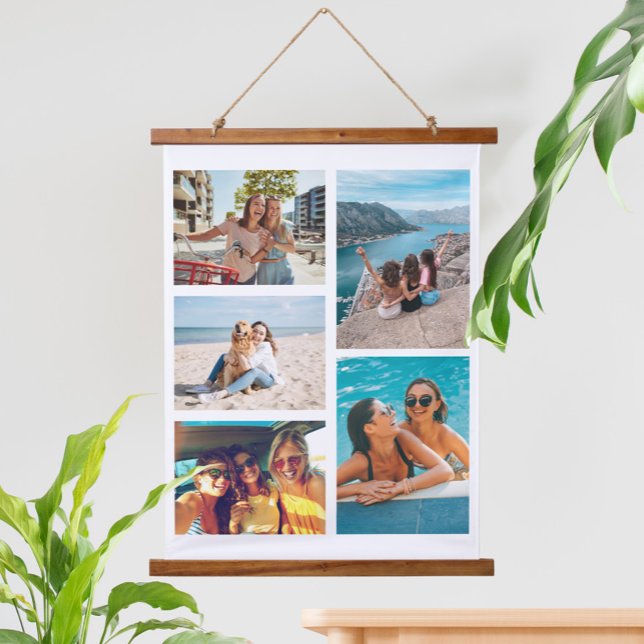 Simple 5 Photo Collage Hanging Tapestry (Creator Uploaded)