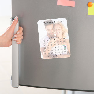 Simple 5 Row Calendar Photo Save The Date Wedding Magnet