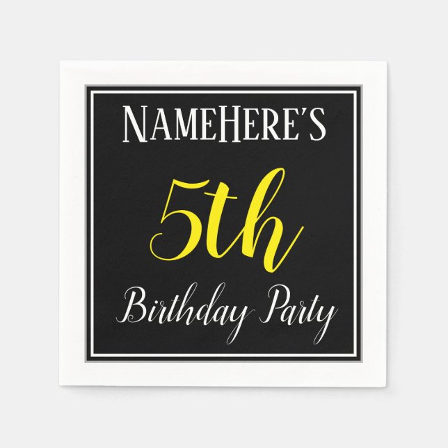Simple, 5th Birthday Party w/ Custom Name Napkin (Front)