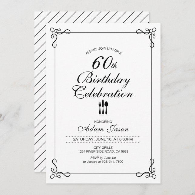 Simple 60th Birthday Celebration Party Invitation (Front/Back)
