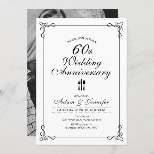 Simple 60th Wedding Anniversary Invitation Card