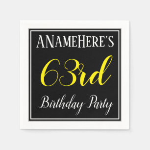 Simple, 63rd Birthday Party w/ Custom Name Napkin