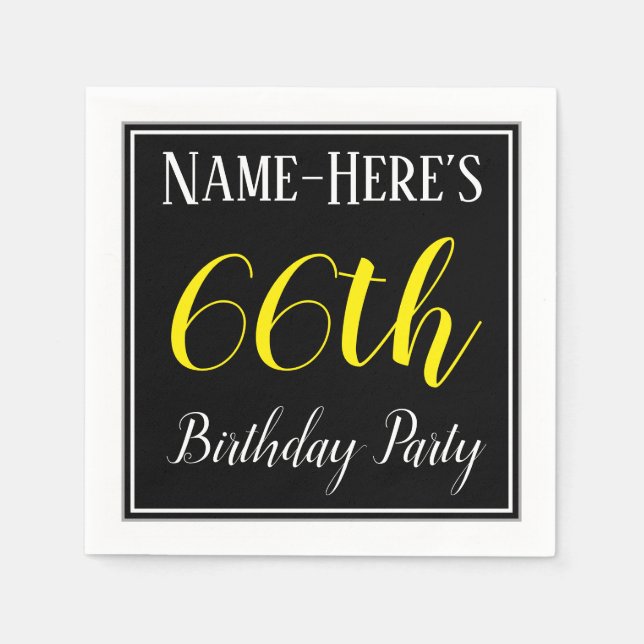 Simple, 66th Birthday Party w/ Custom Name Napkin (Front)