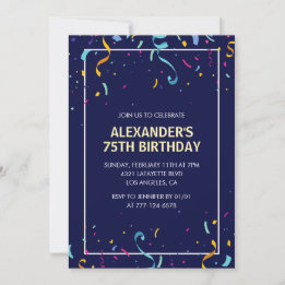 Simple 75th birthday invitations Men Confetti