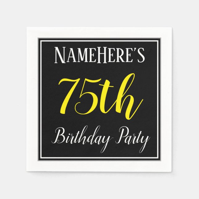 Simple, 75th Birthday Party w/ Custom Name Napkin (Front)