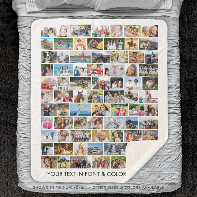 Simple 77 Multiple Shape Photo Collage Your Colour Sherpa Blanket (Creator Uploaded)