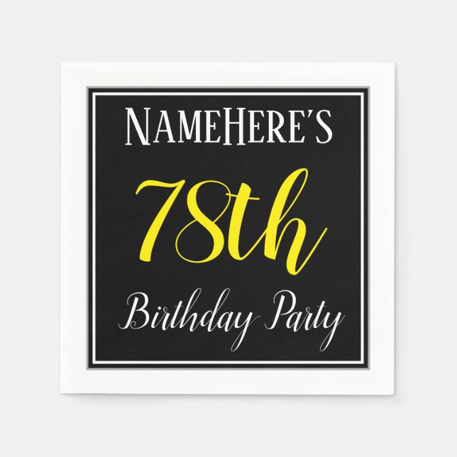 Simple, 78th Birthday Party w/ Custom Name Napkin (Front)
