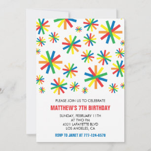Simple 7th birthday invitations Confetti Boy