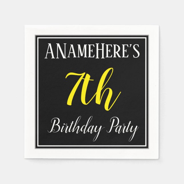 Simple, 7th Birthday Party w/ Custom Name Napkin (Front)