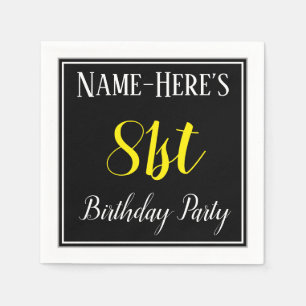 Simple, 81st Birthday Party w/ Custom Name Napkin