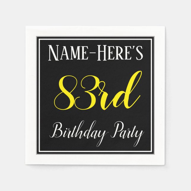 Simple, 83rd Birthday Party w/ Custom Name Napkin (Front)