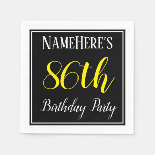 Simple, 86th Birthday Party w/ Custom Name Napkin
