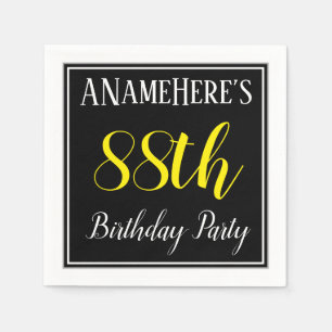 Simple, 88th Birthday Party w/ Custom Name Napkin