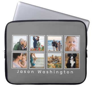 Simple 8 Photo on Grey Background Laptop Sleeve